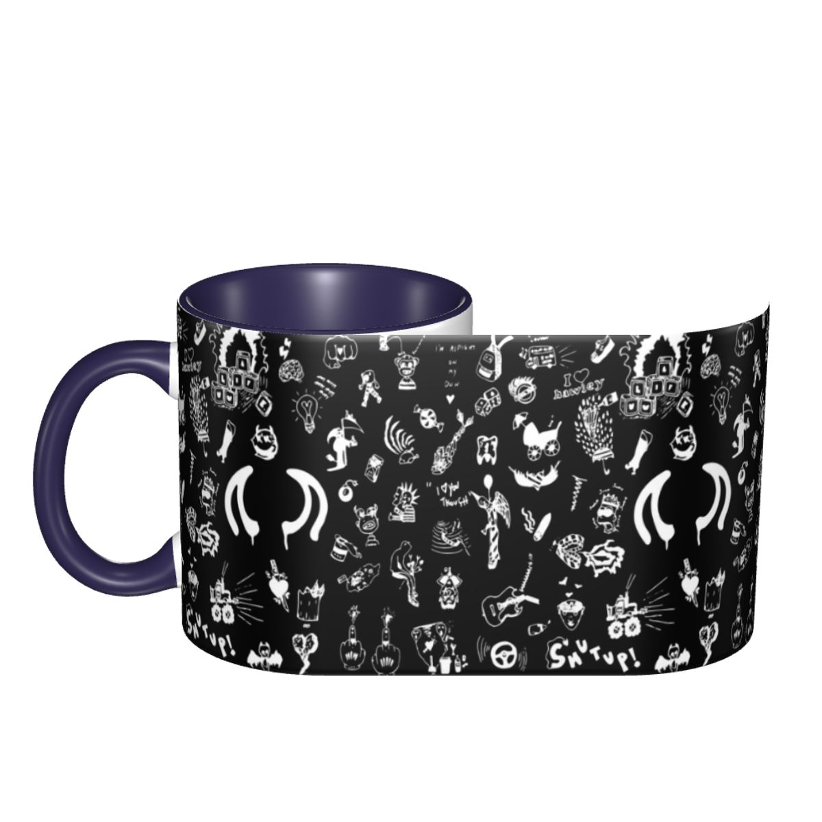 Coffee Tea Drawing - Tazza in Ceramica con Disegni di