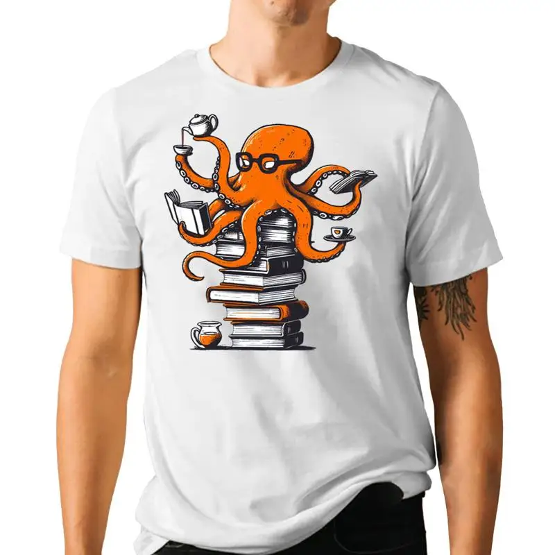 Coffee Tea Knits - Maglietta Reading Octopus Caffè Tè Letterario