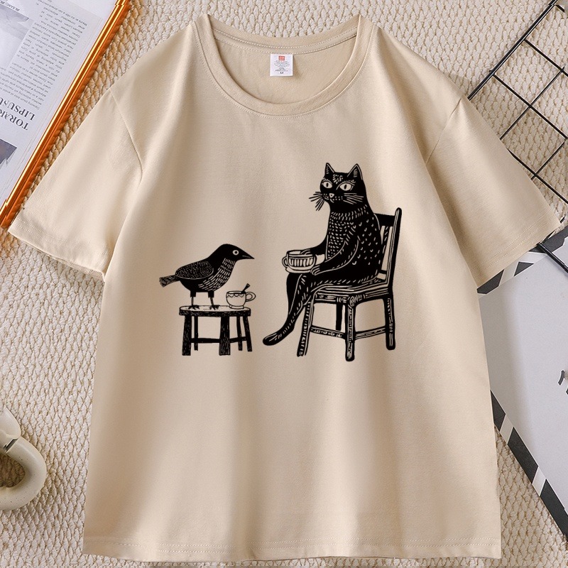 Coffee Tea Drawing - T-shirt grafica da donna con stampa