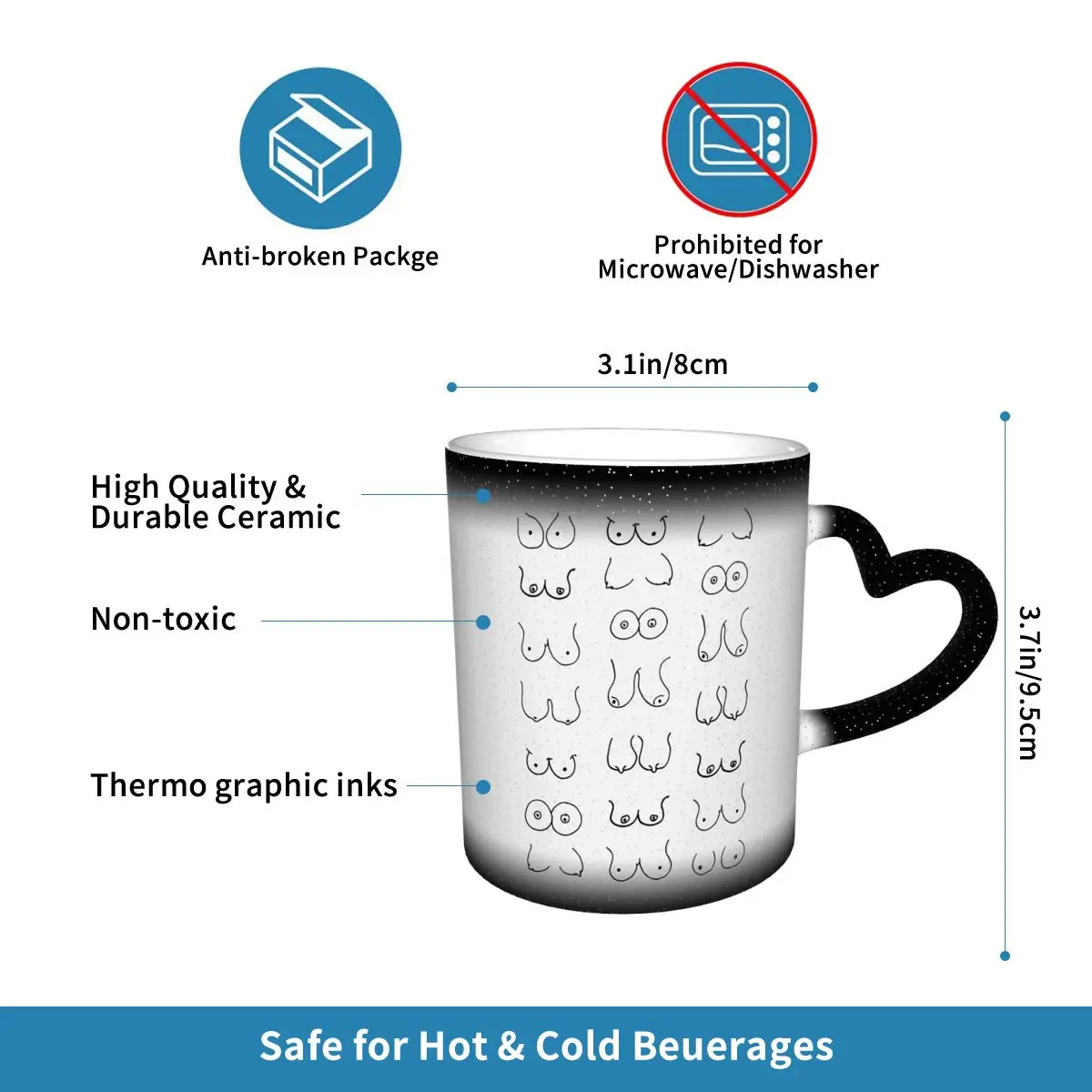 Tazza con disegno di seni in b - Coffee Tea Drawing recensione e prezzo