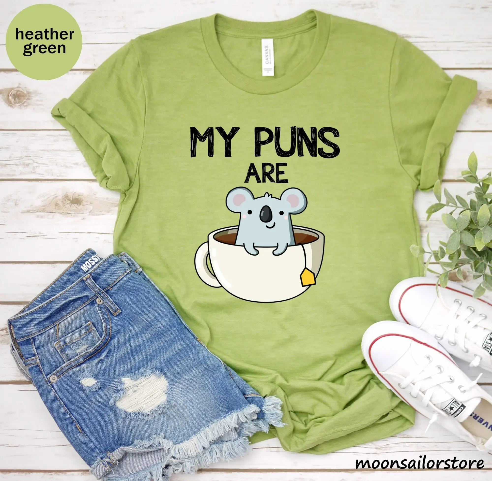 Maglietta con scritta 'My Puns - Coffee Tea Knits recensione e prezzo